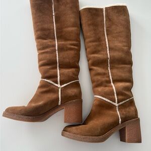 UGG Tan Suede Heeled Boots